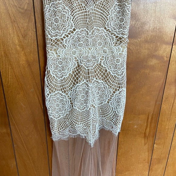 Rare For Love and Lemons Antigua Lace Sheer Maxi Dress White Nude XS EUC - Picture 11 of 14